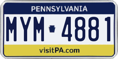 PA license plate MYM4881