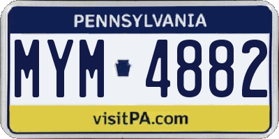 PA license plate MYM4882
