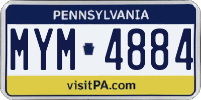 PA license plate MYM4884