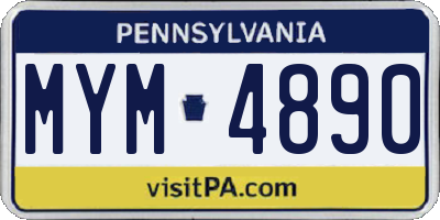 PA license plate MYM4890