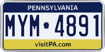 PA license plate MYM4891