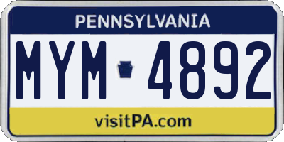 PA license plate MYM4892
