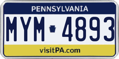PA license plate MYM4893