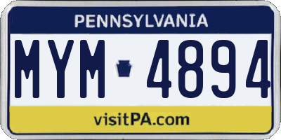 PA license plate MYM4894
