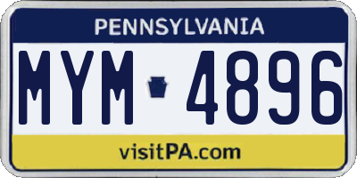 PA license plate MYM4896