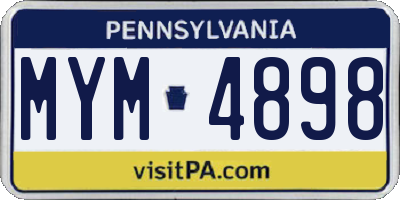 PA license plate MYM4898