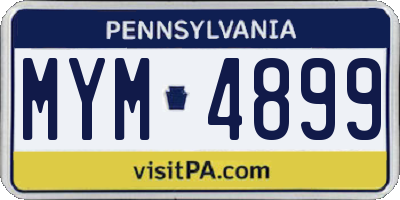 PA license plate MYM4899