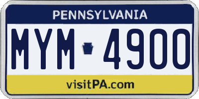 PA license plate MYM4900