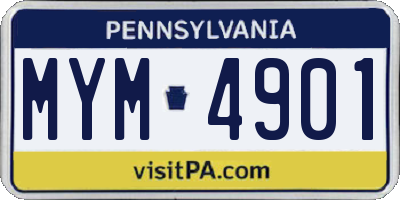 PA license plate MYM4901