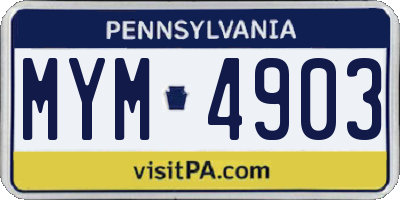 PA license plate MYM4903