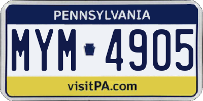 PA license plate MYM4905
