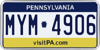 PA license plate MYM4906