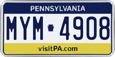 PA license plate MYM4908