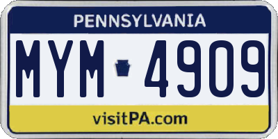 PA license plate MYM4909