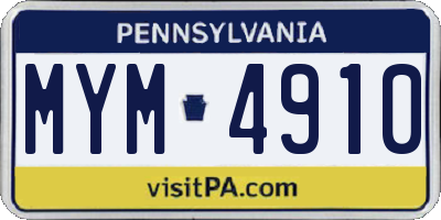 PA license plate MYM4910