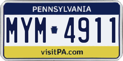 PA license plate MYM4911