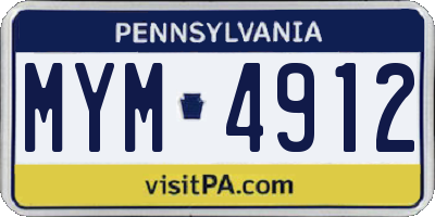 PA license plate MYM4912