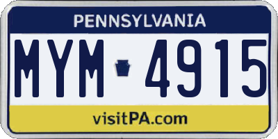 PA license plate MYM4915