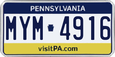 PA license plate MYM4916