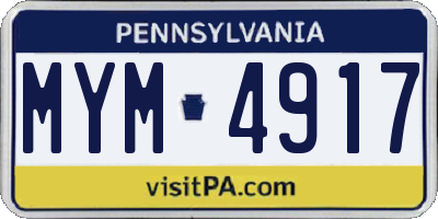 PA license plate MYM4917