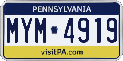 PA license plate MYM4919