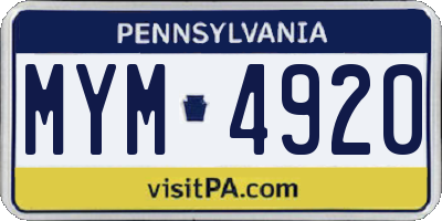 PA license plate MYM4920