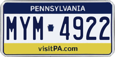 PA license plate MYM4922