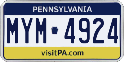 PA license plate MYM4924