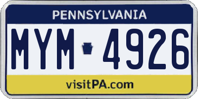 PA license plate MYM4926