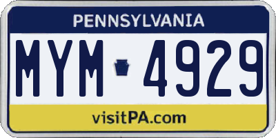 PA license plate MYM4929