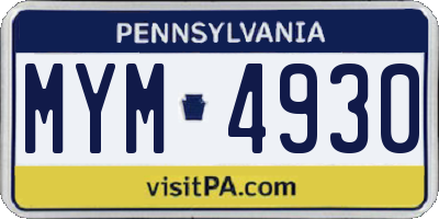 PA license plate MYM4930
