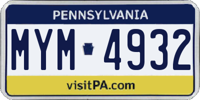 PA license plate MYM4932