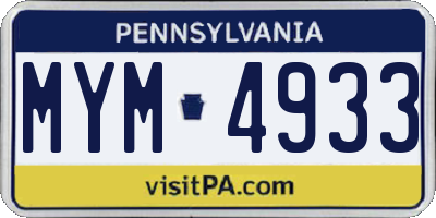 PA license plate MYM4933