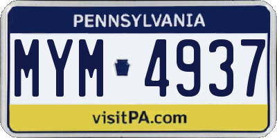 PA license plate MYM4937