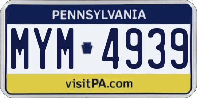 PA license plate MYM4939