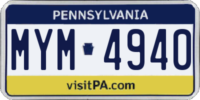 PA license plate MYM4940