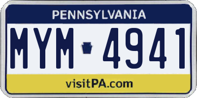 PA license plate MYM4941