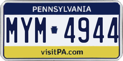 PA license plate MYM4944