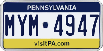 PA license plate MYM4947