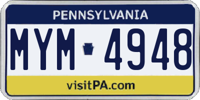 PA license plate MYM4948