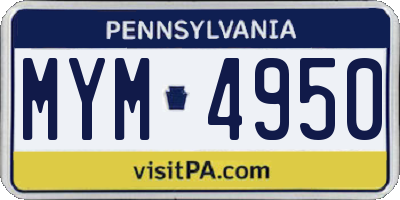 PA license plate MYM4950