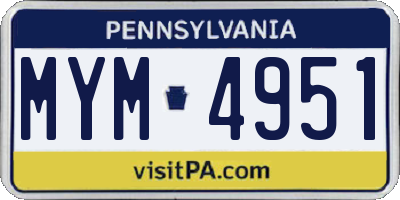 PA license plate MYM4951