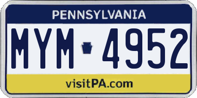 PA license plate MYM4952