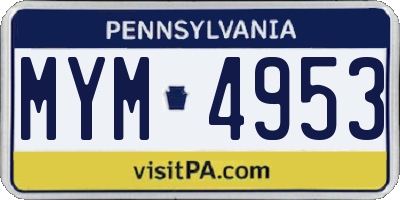 PA license plate MYM4953
