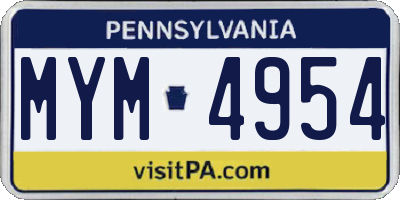 PA license plate MYM4954