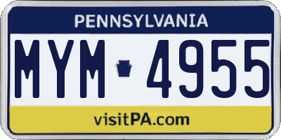 PA license plate MYM4955