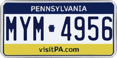 PA license plate MYM4956