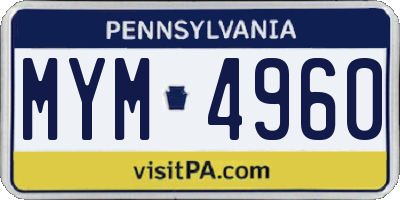 PA license plate MYM4960