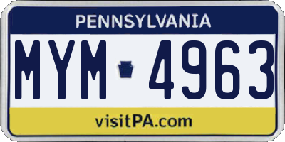 PA license plate MYM4963