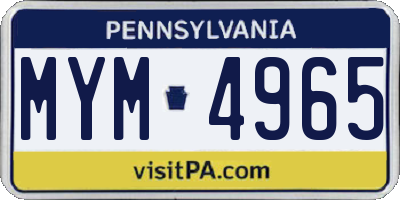 PA license plate MYM4965